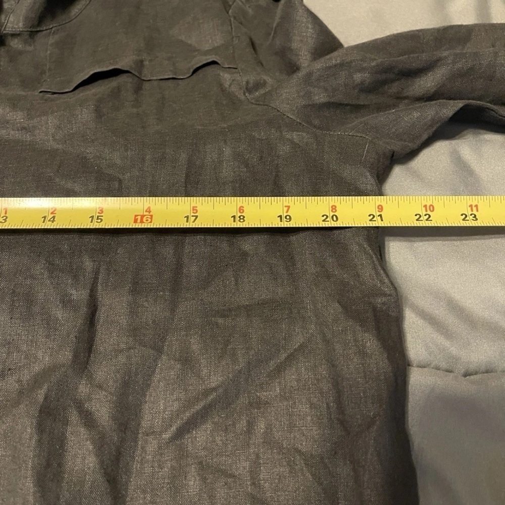 Amelline 100% Linen Hoodie Womens Black S/M Button Up Summer Lightweight Preppy - Picture 9 of 11